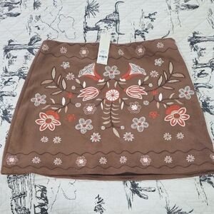 Francesca's Collections Floral Embroidered Mini Skirt